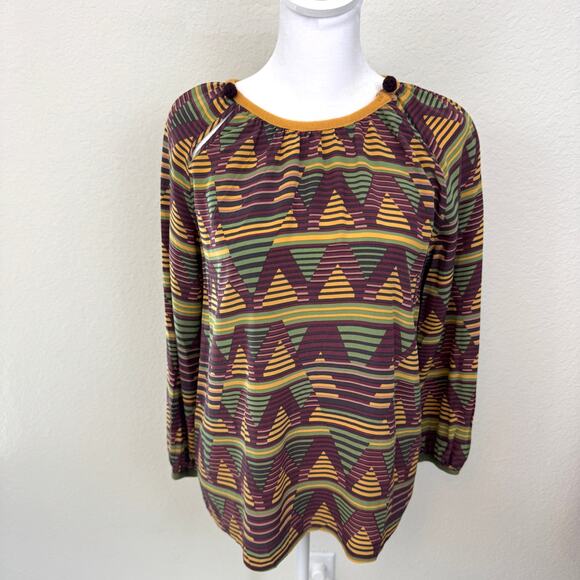 Missoni Womens Blouse Top Measures S Silky Geometric Print Flowy Gold - Picture 1 of 9